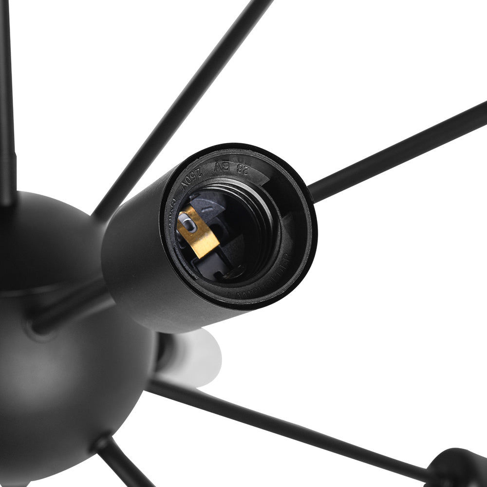 Mid-Century Modern Black Sputnik Chandelier - 8-Light Fixture for Living Room & Dining Room