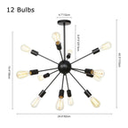 Mid-Century Modern Black Sputnik Chandelier - 8-Light Fixture for Living Room & Dining Room