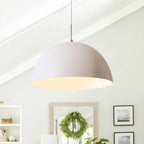 1-Light White Dome Pendant Light Fixture - Modern Minimalist Design for Kitchen, Dining Room & Entryway