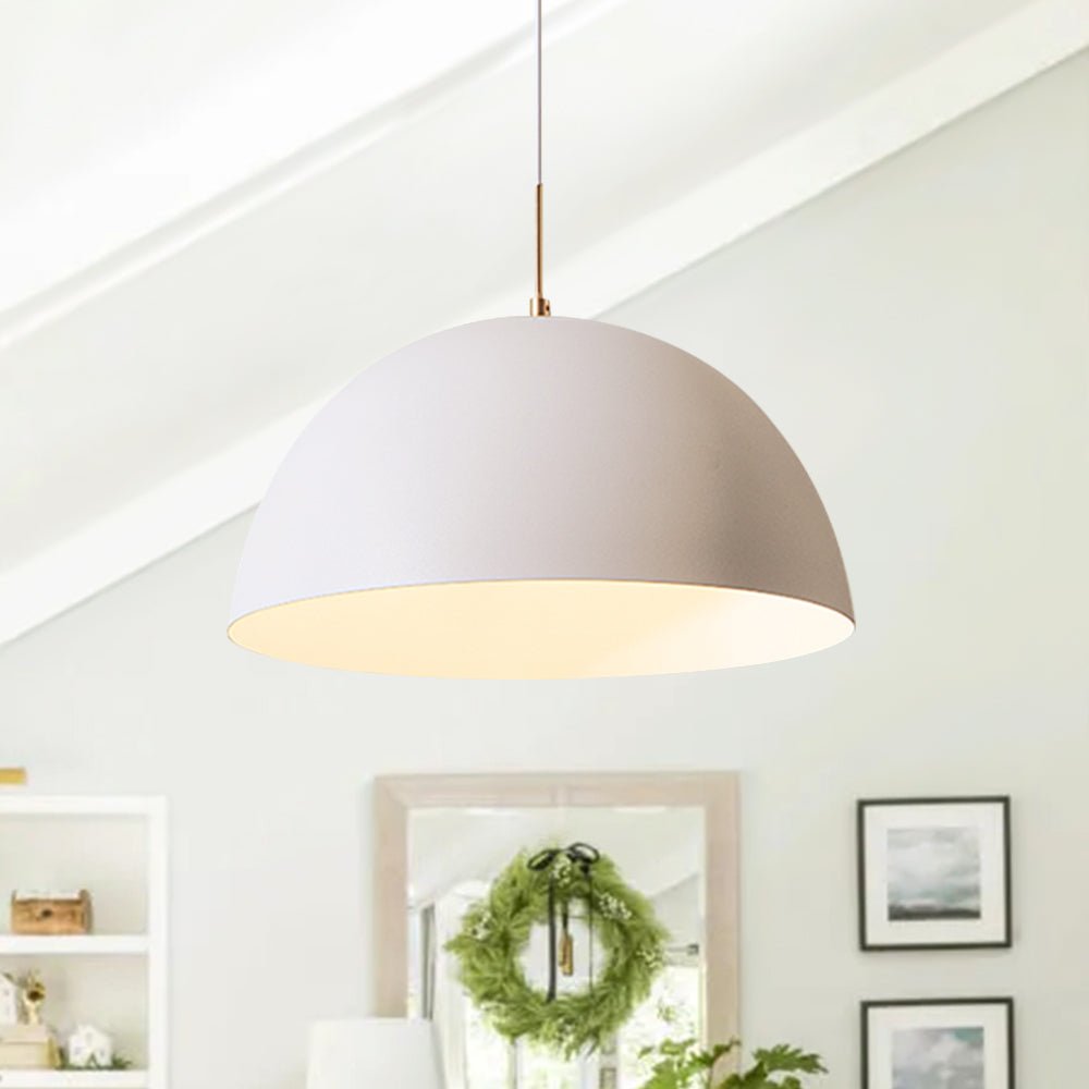 1-Light White Dome Pendant Light Fixture - Modern Minimalist Design for Kitchen, Dining Room & Entryway