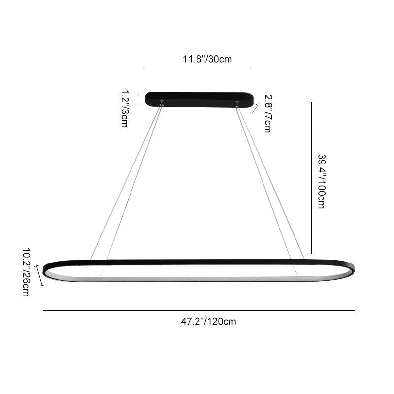 LED Oval Hanging Light Fixture - Modern Minimalist Design for Dining Room & Kitchen Lighting