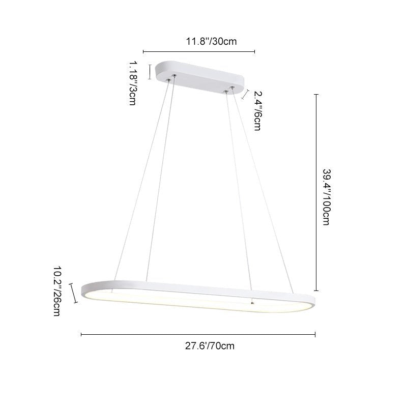 LED Oval Hanging Light Fixture - Modern Minimalist Design for Dining Room & Kitchen Lighting