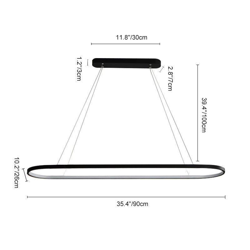 LED Oval Hanging Light Fixture - Modern Minimalist Design for Dining Room & Kitchen Lighting
