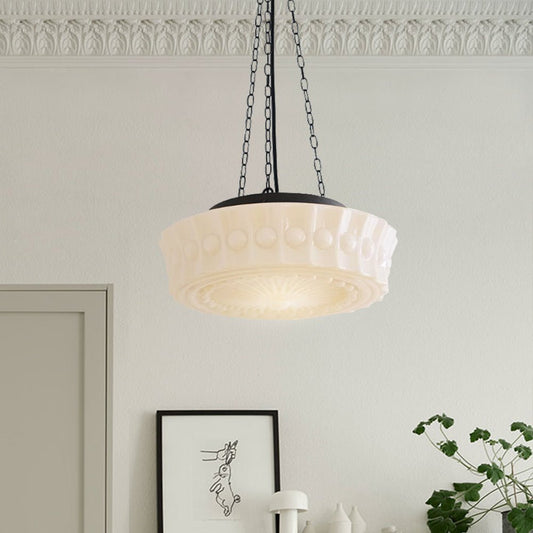 Vintage 3-Light Schoolhouse Pendant Light with Ceramic Shades for Kitchen & Dining Room Lighting