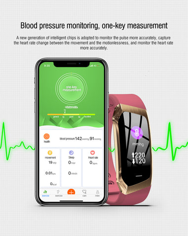 Blood Pressure Smart Watch and Heart Rate Monitor Pedometer Waterproof Tracker Smartwatch