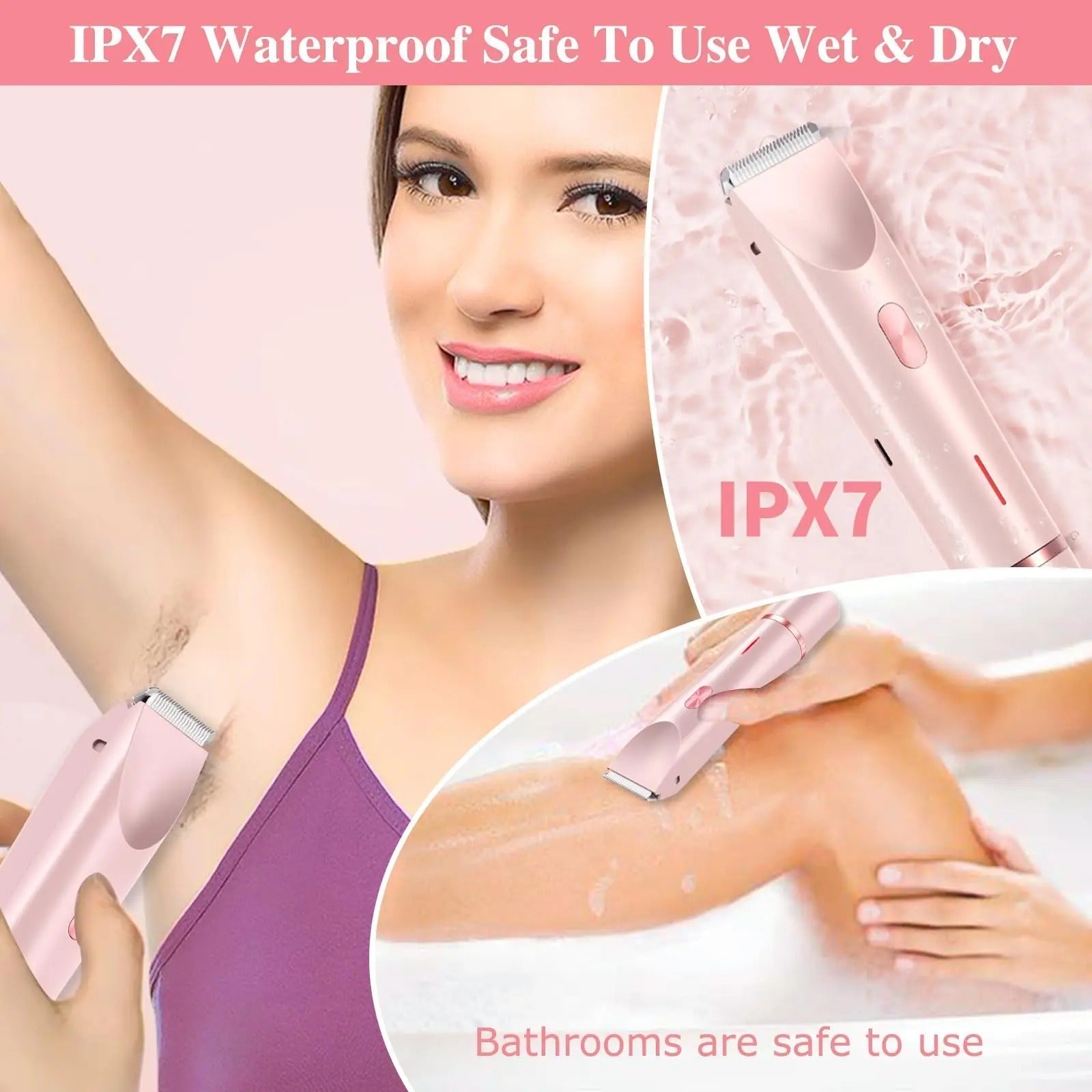 Electric Waterproof Bikini Trimmer | Rechargeable, Dual-Head Design for Body, Face & Underarm Grooming