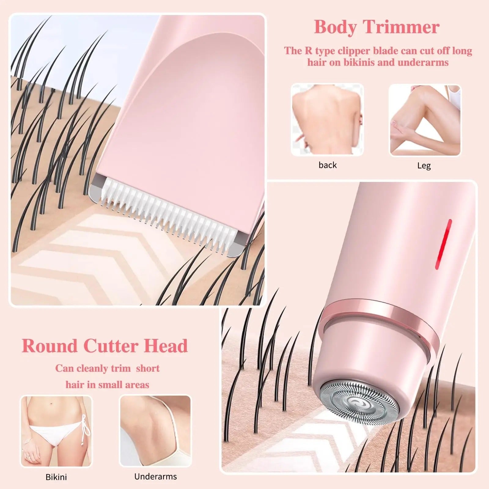 Electric Waterproof Bikini Trimmer | Rechargeable, Dual-Head Design for Body, Face & Underarm Grooming