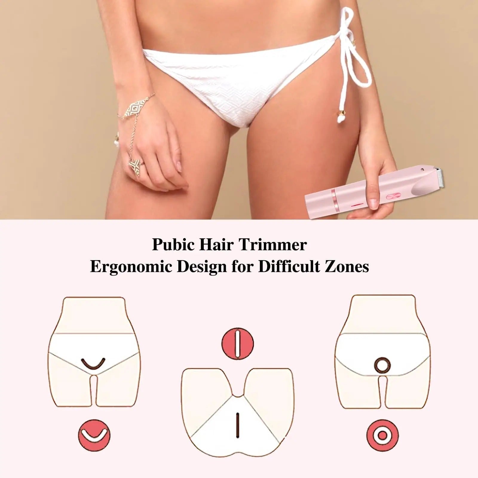 Electric Waterproof Bikini Trimmer | Rechargeable, Dual-Head Design for Body, Face & Underarm Grooming