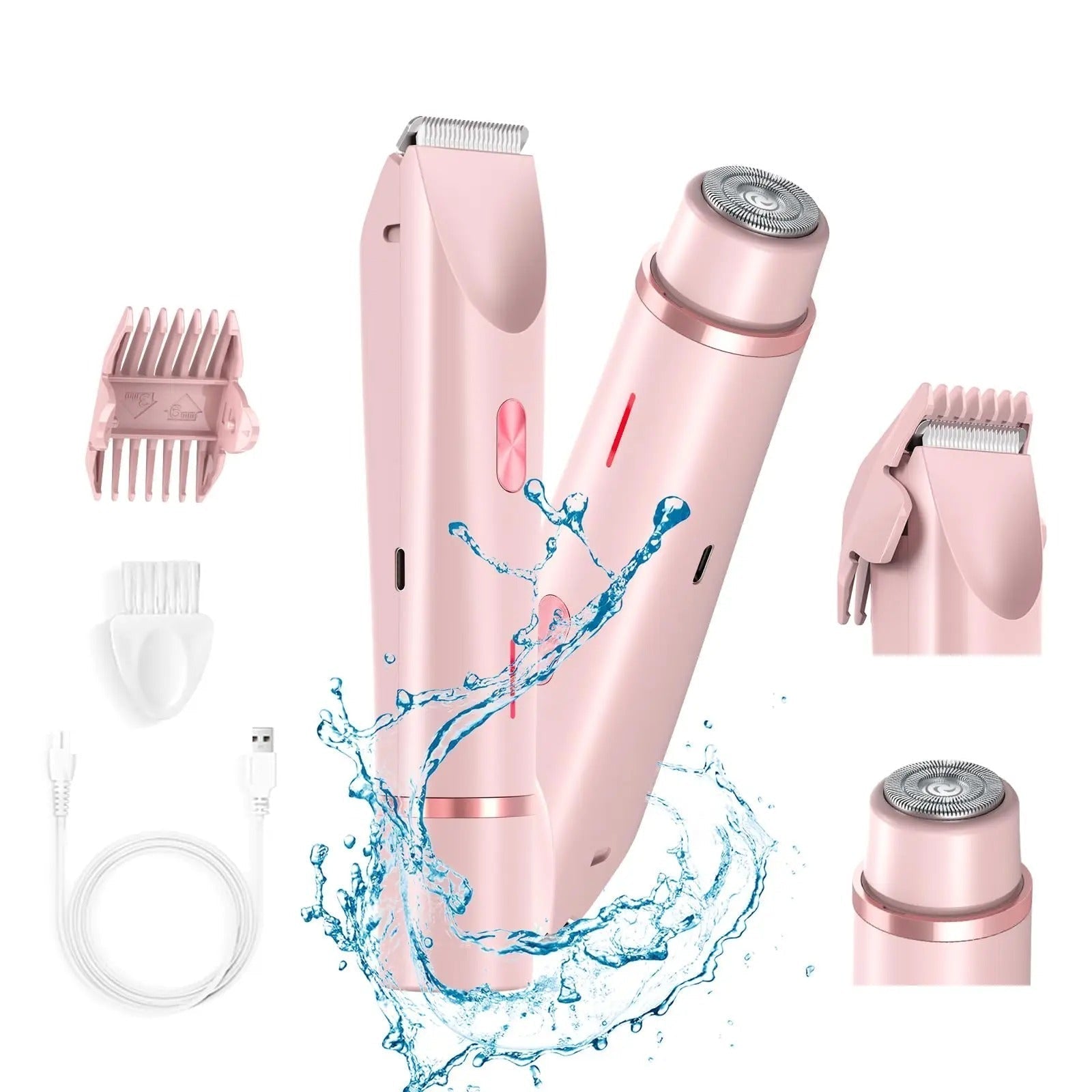 Electric Waterproof Bikini Trimmer | Rechargeable, Dual-Head Design for Body, Face & Underarm Grooming