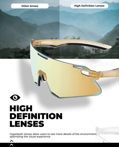 Photochromic Cycling Sunglasses | UV400 Protection, HD Curved Lens & Adjustable Fit for Golf, Hiking & Outdoor Sports
