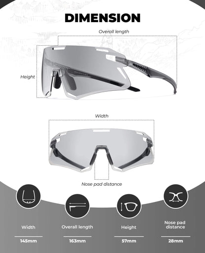 Photochromic Cycling Sunglasses | UV400 Protection, HD Curved Lens & Adjustable Fit for Golf, Hiking & Outdoor Sports
