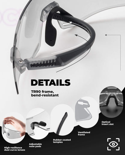 Photochromic Cycling Sunglasses | UV400 Protection, HD Curved Lens & Adjustable Fit for Golf, Hiking & Outdoor Sports