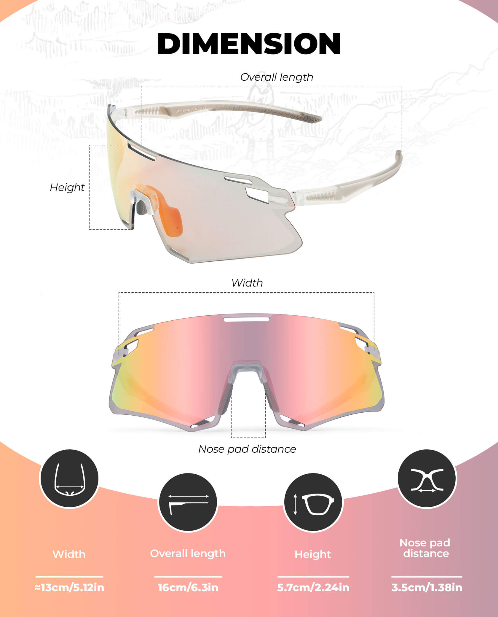 Photochromic Cycling Sunglasses | UV400 Protection, HD Curved Lens & Adjustable Fit for Golf, Hiking & Outdoor Sports