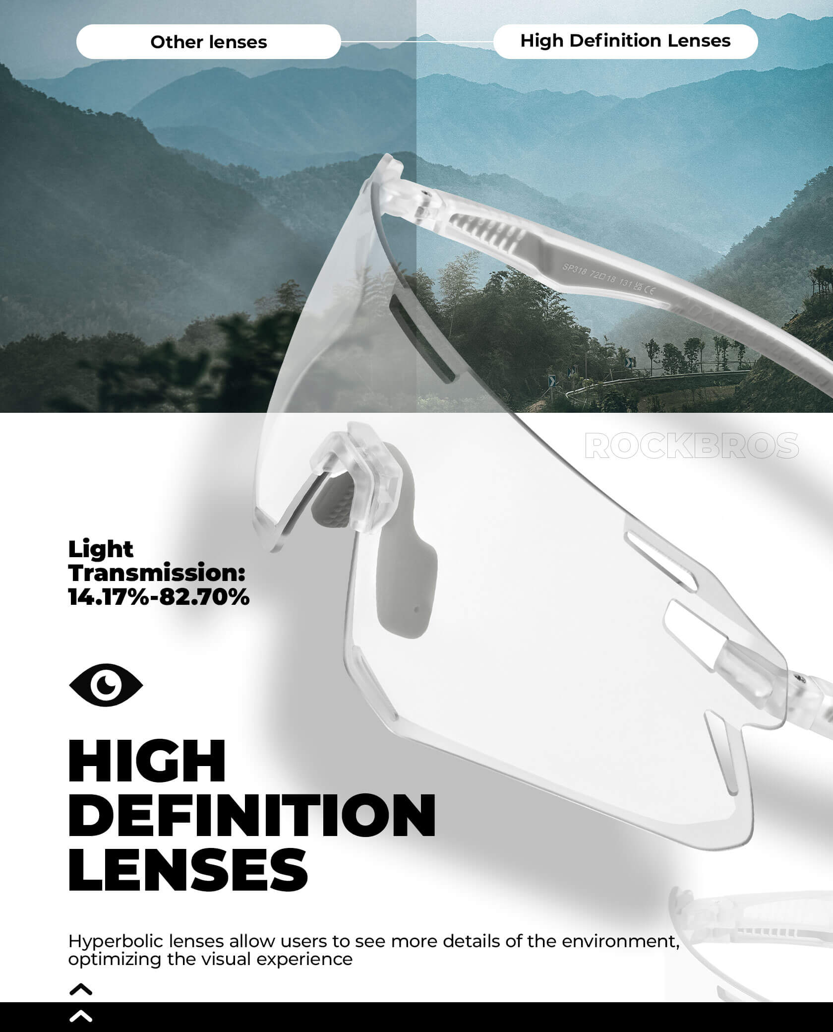 Photochromic Cycling Sunglasses | UV400 Protection, HD Curved Lens & Adjustable Fit for Golf, Hiking & Outdoor Sports