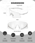 Photochromic Cycling Sunglasses | UV400 Protection, HD Curved Lens & Adjustable Fit for Golf, Hiking & Outdoor Sports