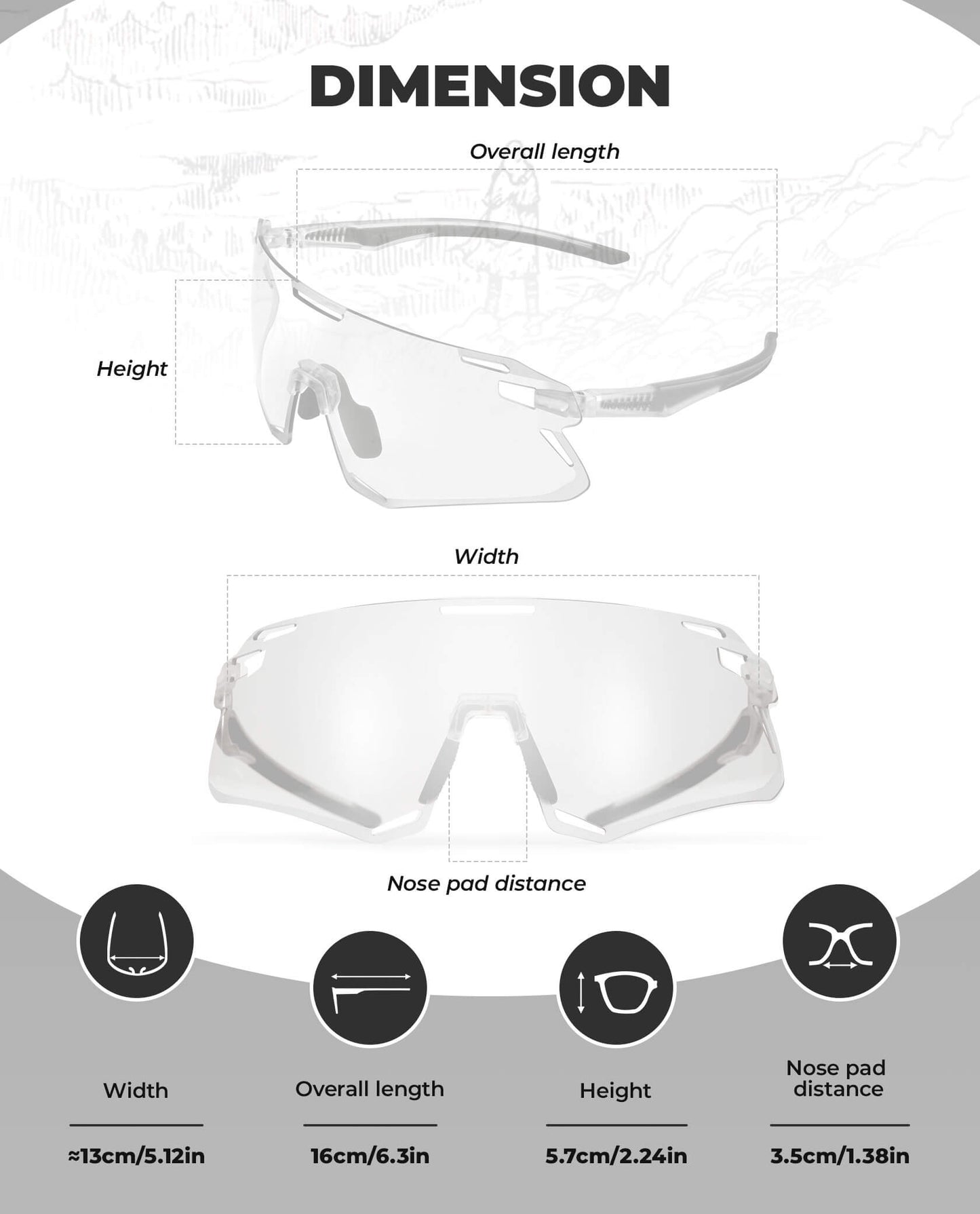 Photochromic Cycling Sunglasses | UV400 Protection, HD Curved Lens & Adjustable Fit for Golf, Hiking & Outdoor Sports