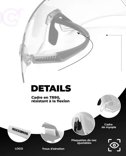 Photochromic Cycling Sunglasses | UV400 Protection, HD Curved Lens & Adjustable Fit for Golf, Hiking & Outdoor Sports