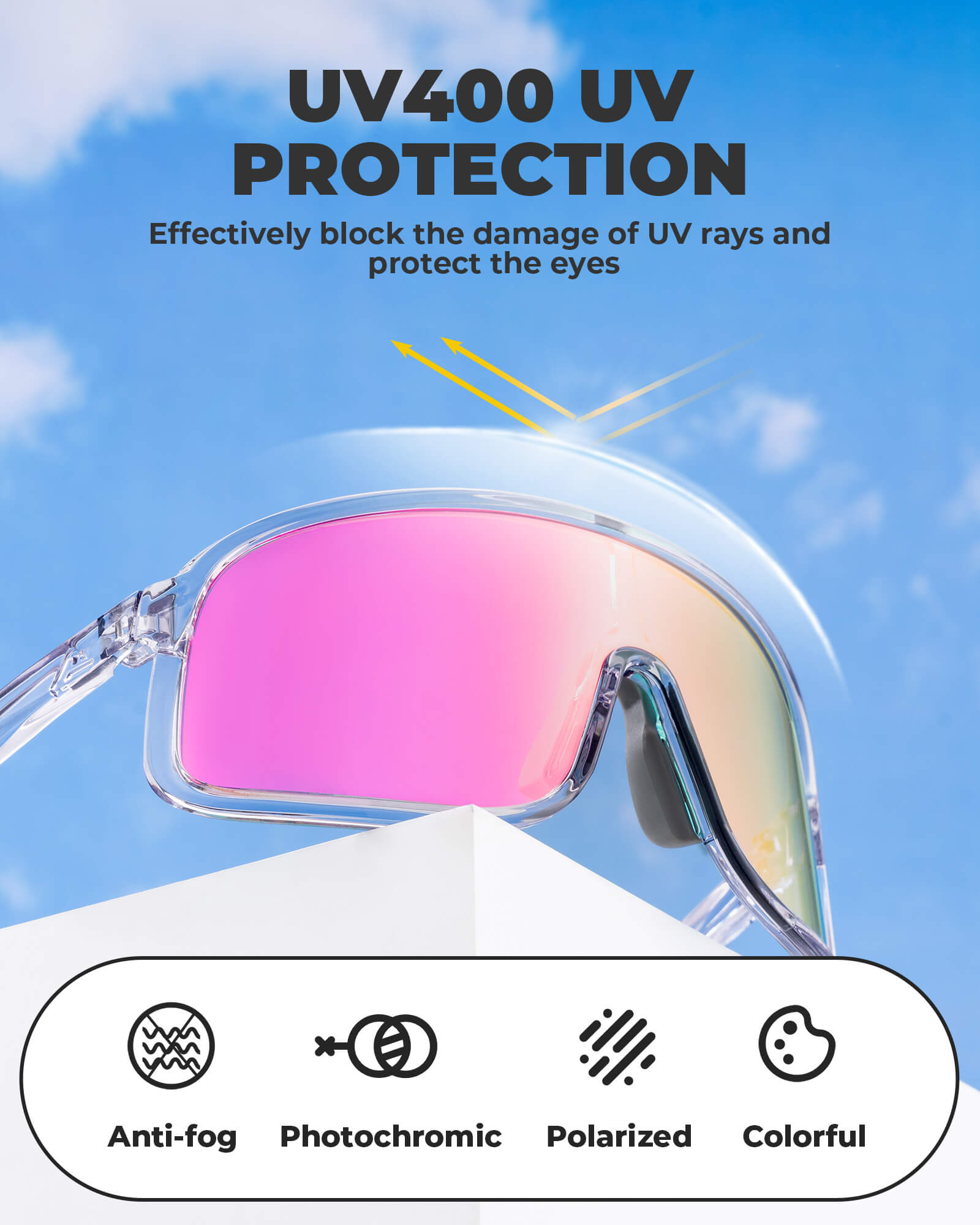 Cycling Sunglasses | Photochromic, UV400 Protection & Anti-Fog for Outdoor Sports