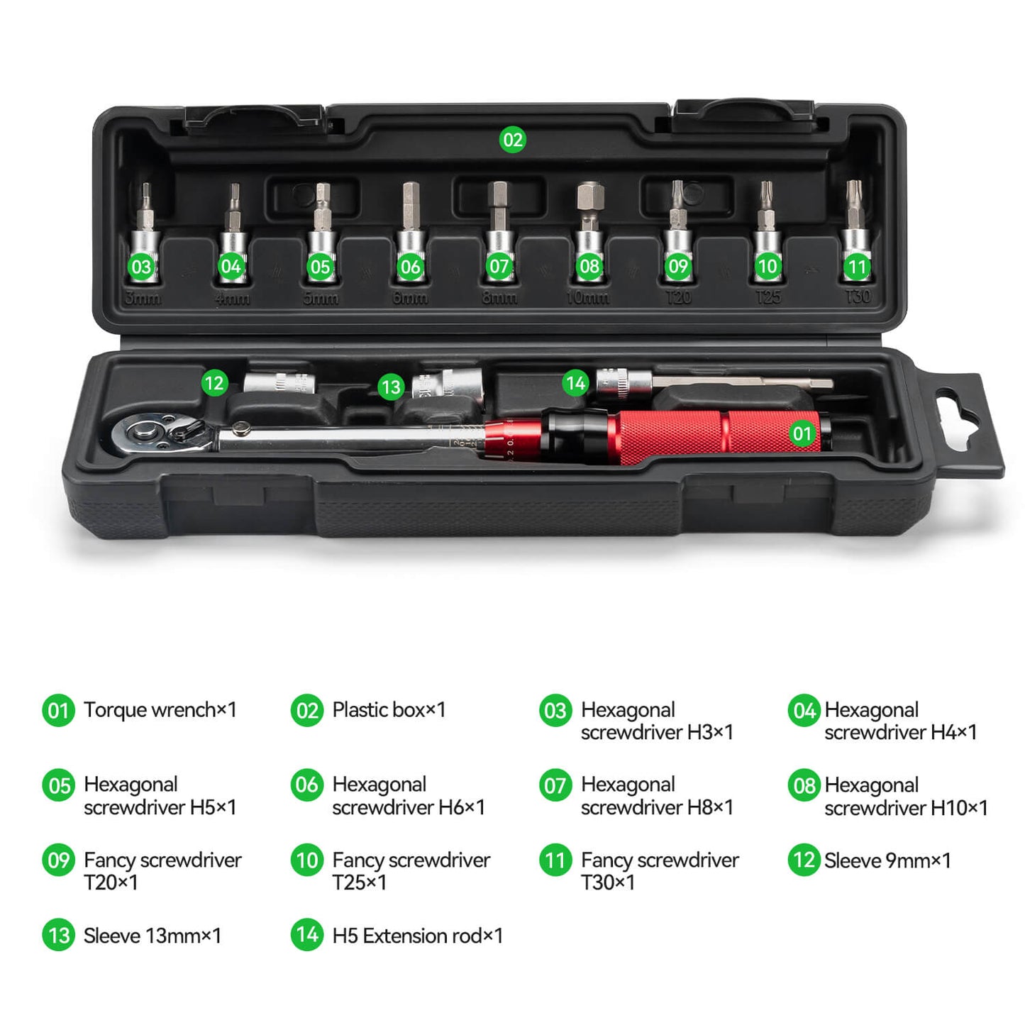 Adjustable Torque Wrench Set | 72-Tooth, 2-24 Nm Precision for Bicycle, Motorcycle & E-Scooter Maintenance