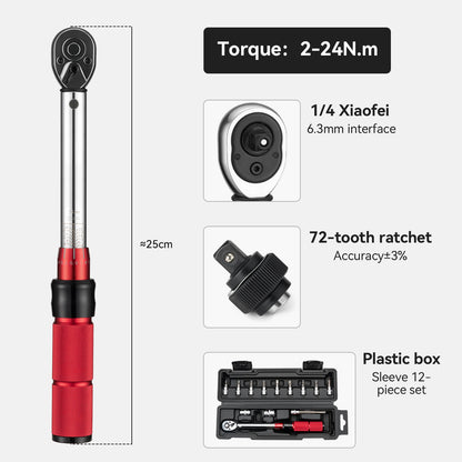 Adjustable Torque Wrench Set | 72-Tooth, 2-24 Nm Precision for Bicycle, Motorcycle & E-Scooter Maintenance
