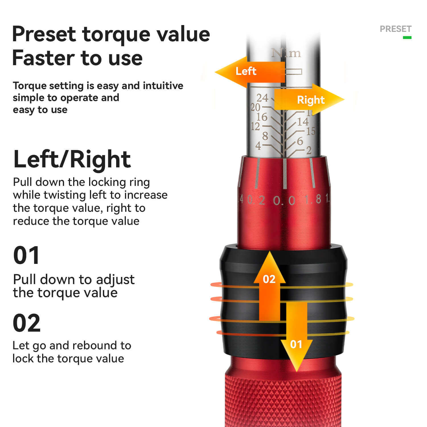 Adjustable Torque Wrench Set | 72-Tooth, 2-24 Nm Precision for Bicycle, Motorcycle & E-Scooter Maintenance