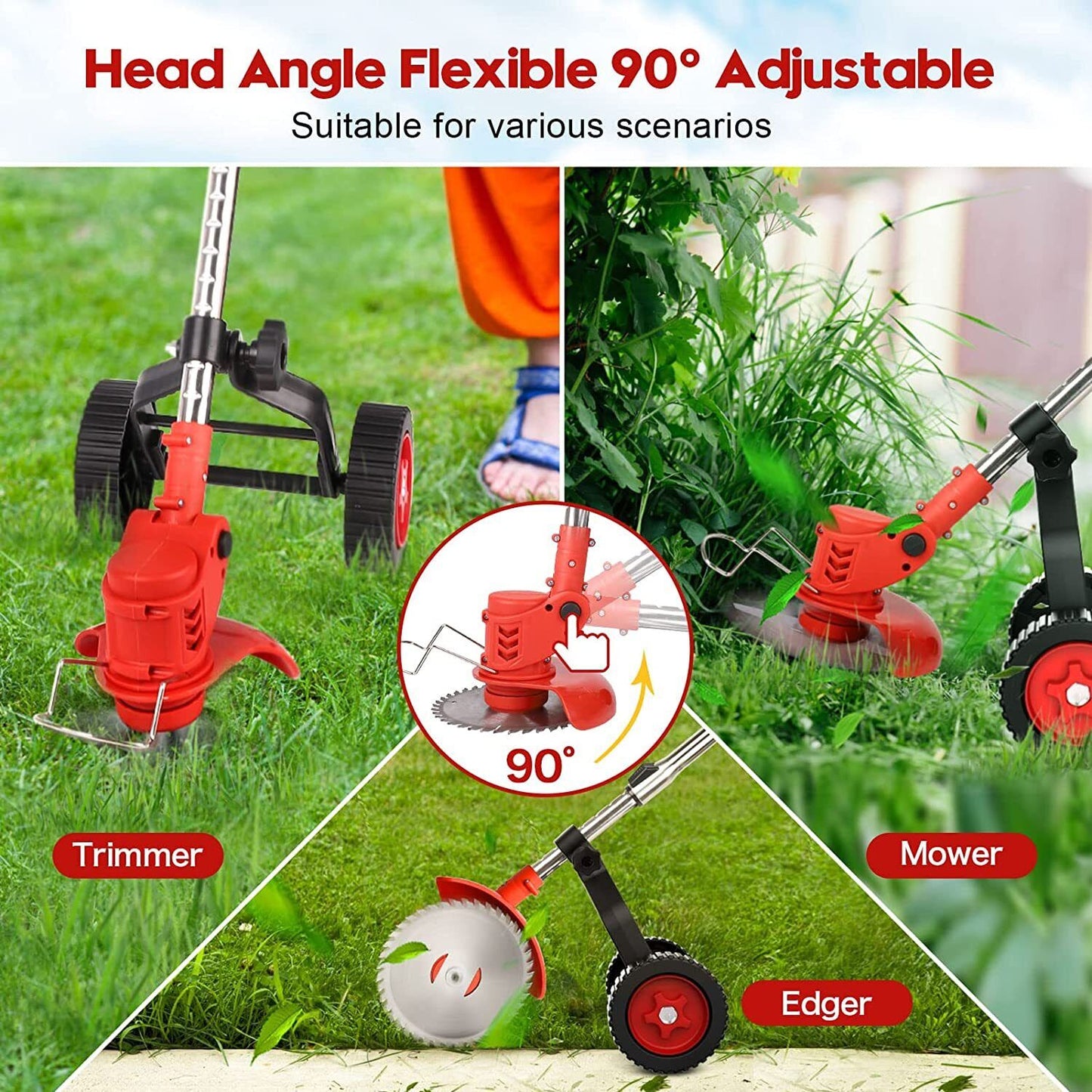 Lawn Grass Edge Cutter: Ultimate Battery Operated Turf Trimmer and Wiper Snipper with Wheels for Effortless Cutting