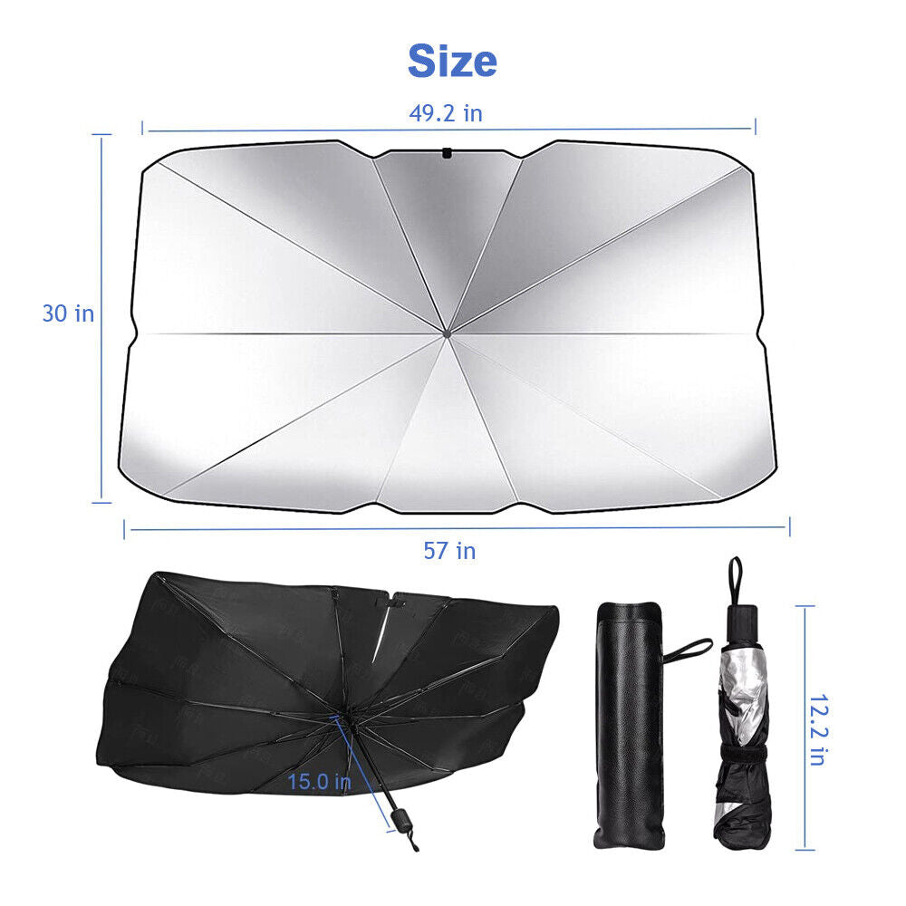 Retractable Car Umbrella Shade for Front Windscreen - Sun Protection with Auto Folding Design