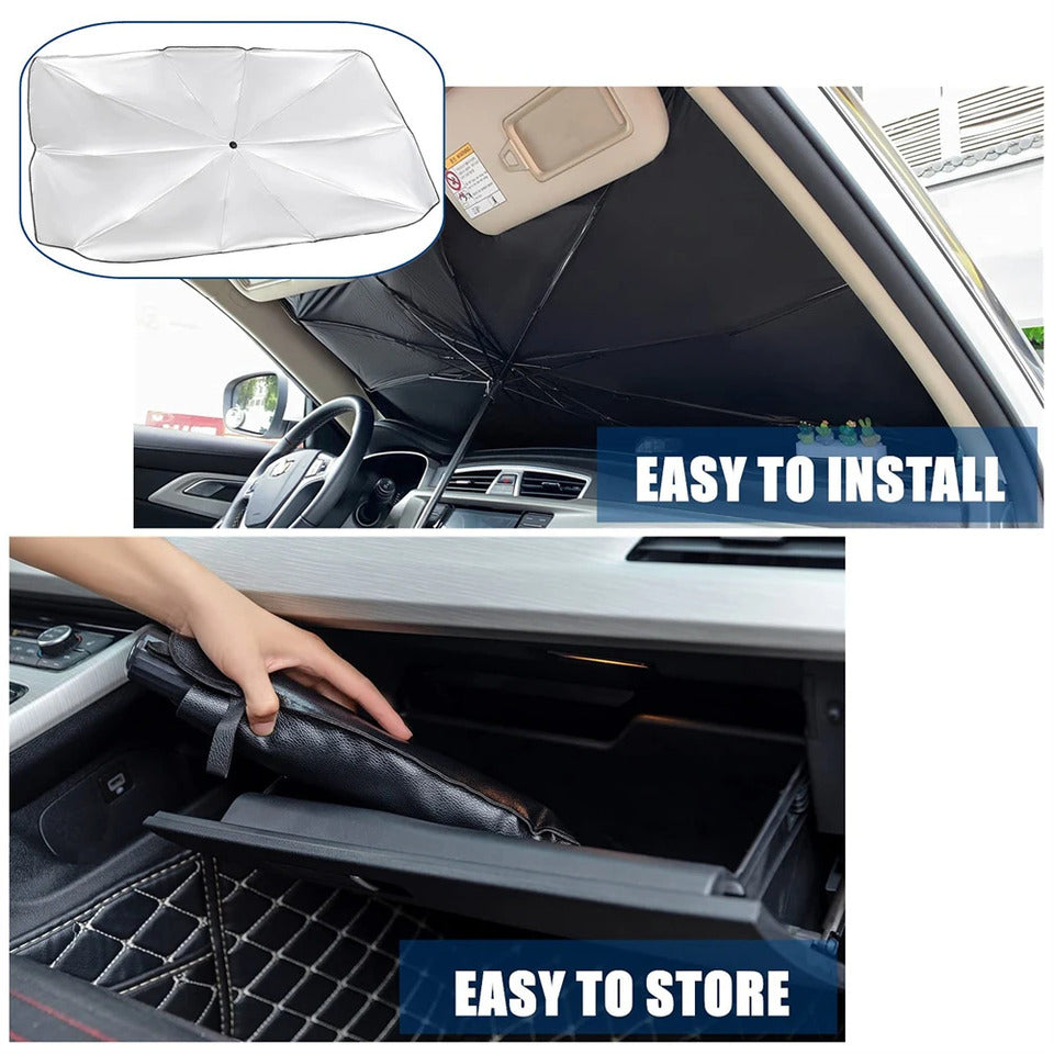 Foldable Car Windshield Sunshade | UV & Heat Protection with Umbrella-Style Design for Cars, SUVs & Trucks