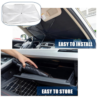Foldable Car Windshield Sunshade | UV & Heat Protection with Umbrella-Style Design for Cars, SUVs & Trucks