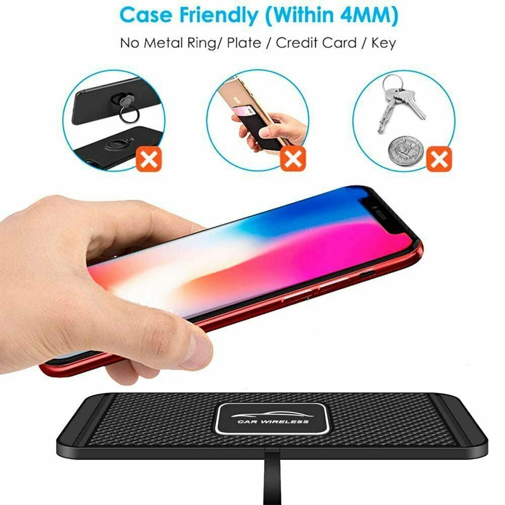 Car Wireless Fast Charging Pad | 15W Fast Charging, Non-Slip Design & Compatible with Most Smartphones for Car, Home & Office Use