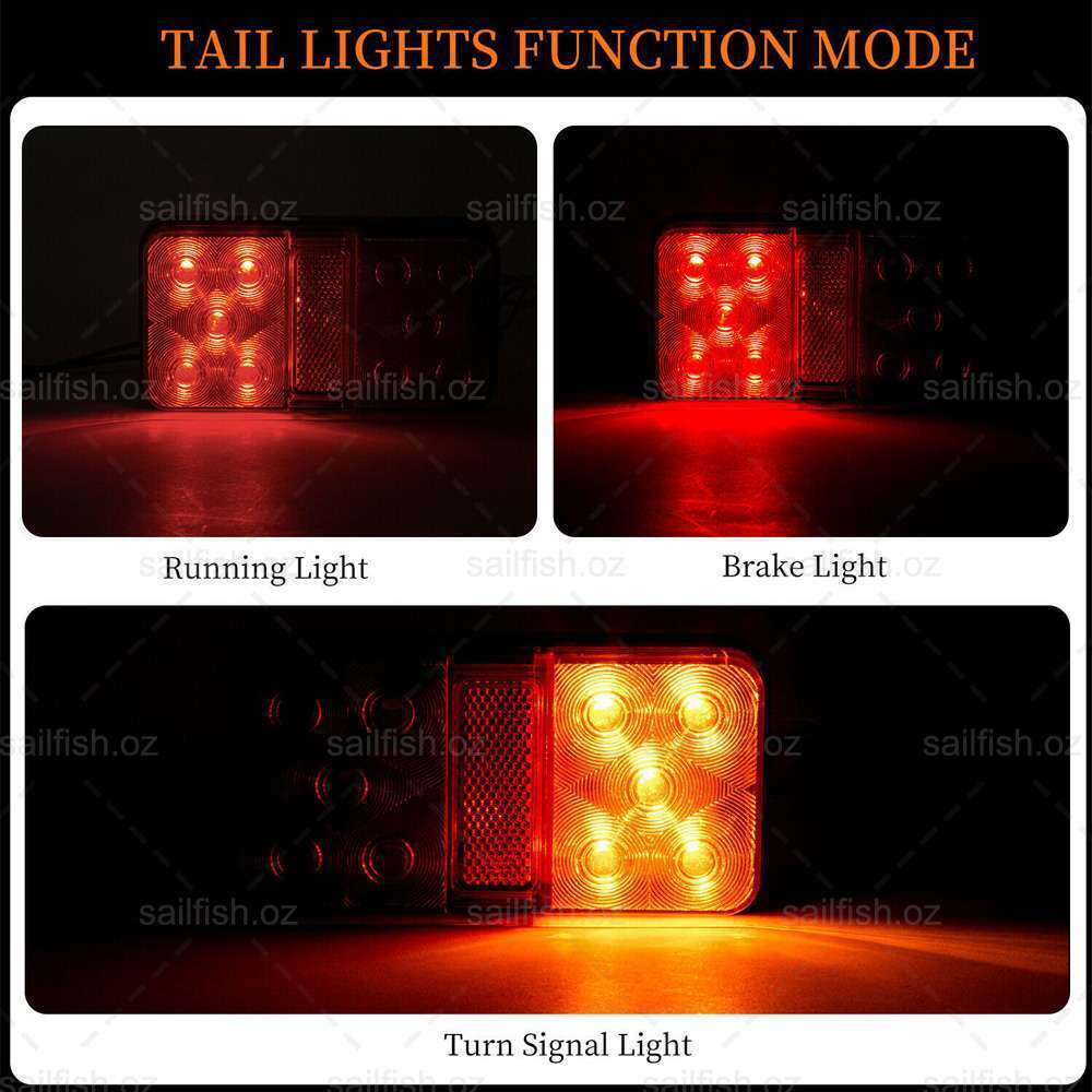 12V Waterproof LED Trailer Tail Lights | Shock-Resistant, UV-Proof & Ideal for Trucks, Caravans, and Boats