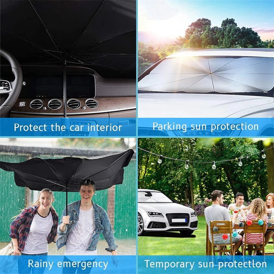 Foldable Car Windshield Sunshade | UV & Heat Protection with Umbrella-Style Design for Cars, SUVs & Trucks