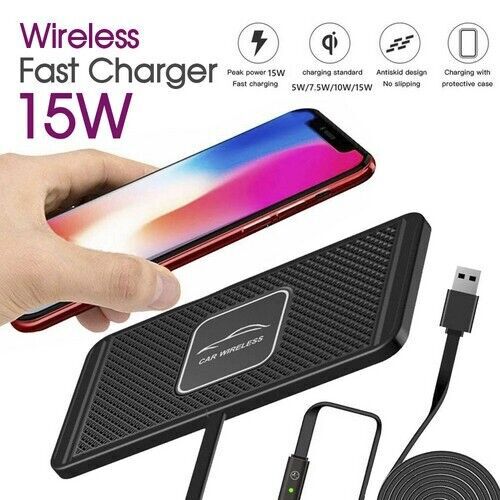 Car Wireless Fast Charging Pad | 15W Fast Charging, Non-Slip Design & Compatible with Most Smartphones for Car, Home & Office Use