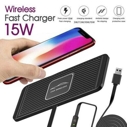 Car Wireless Fast Charging Pad | 15W Fast Charging, Non-Slip Design & Compatible with Most Smartphones for Car, Home & Office Use