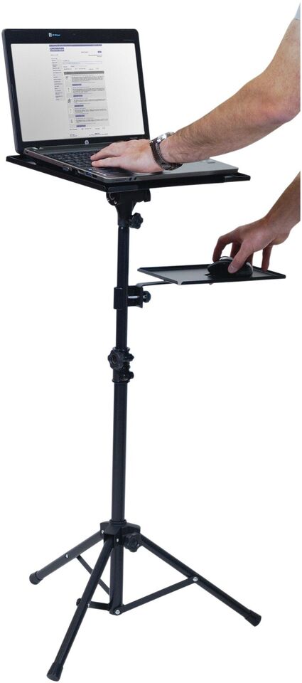 Adjustable Folding Laptop Table Stand | Ergonomic, Portable with 2 Trays & Detachable Wheels for Home Office & Study Use