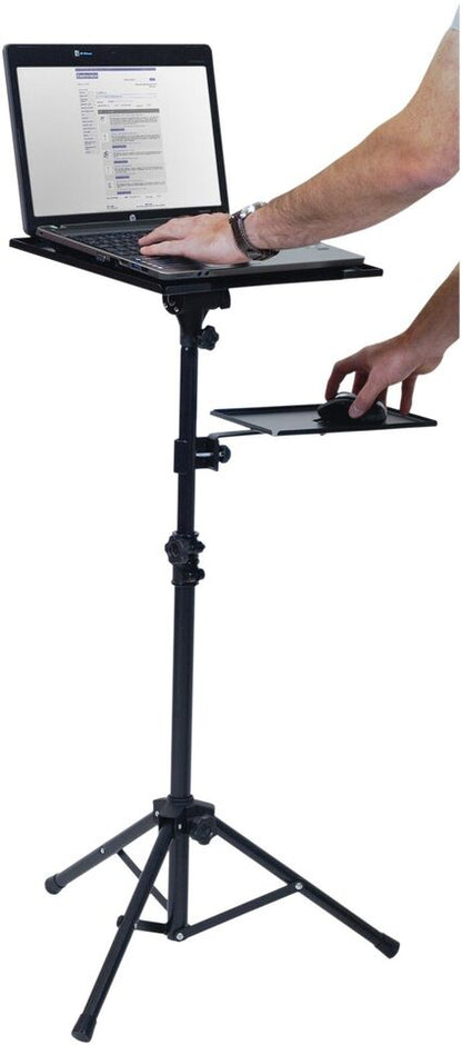 Adjustable Folding Laptop Table Stand | Ergonomic, Portable with 2 Trays & Detachable Wheels for Home Office & Study Use