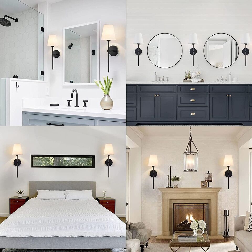 Wireless Wall Sconce | Black & Gold Finish, Remote Control & Easy Installation for Home Décor