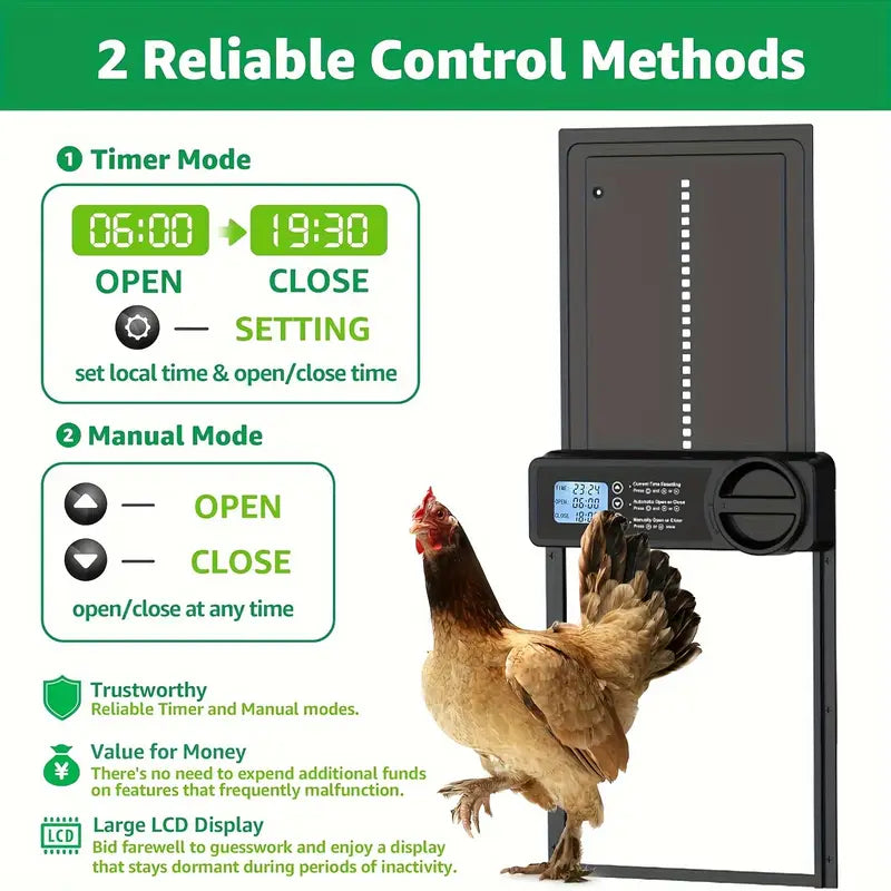 Automatic Chicken Coop Door | Weatherproof, Timer & Manual Control for Safe Flock Management