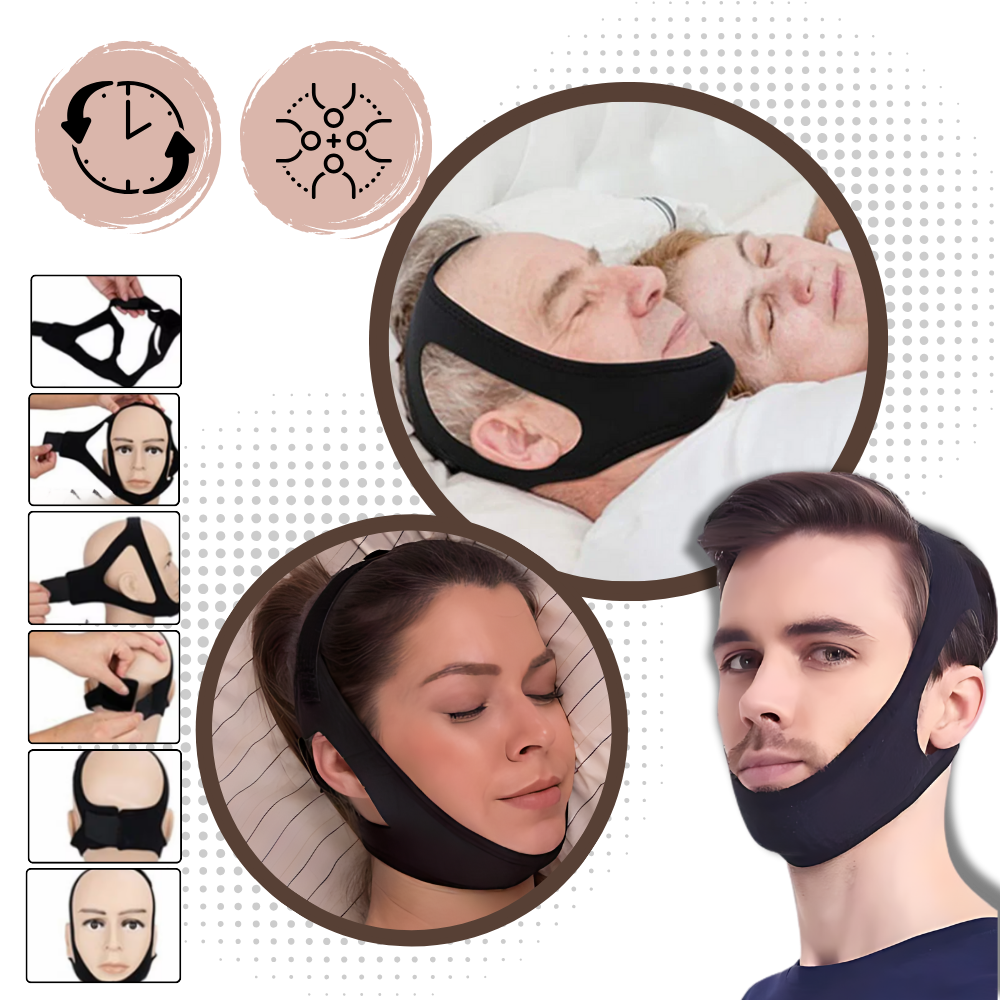 Universal Sleep Apnea Device | Comfortable Neoprene Jaw Strap for Instant Snoring Relief and Improved Sleep Quality