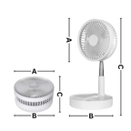 Wireless Foldable Fan | Adjustable Height Fan - USB Rechargeable and Ultra-Quiet Cooling Solution