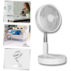 Wireless Foldable Fan | Adjustable Height Fan - USB Rechargeable and Ultra-Quiet Cooling Solution