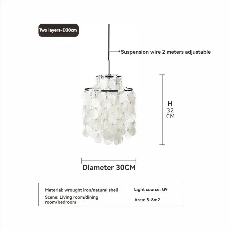 Seashell Pendant Chandelier Light Fixture - Coastal Decor for Living Room & Dining Room