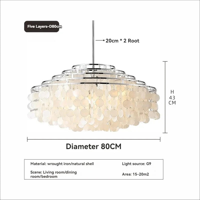 Seashell Pendant Chandelier Light Fixture - Coastal Decor for Living Room & Dining Room