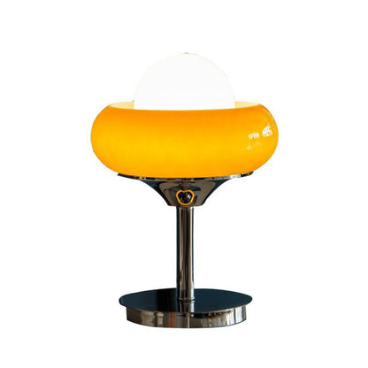 Vintage Bauhaus Yellow Glass Table Lamp for Living Room & Bedroom Lighting