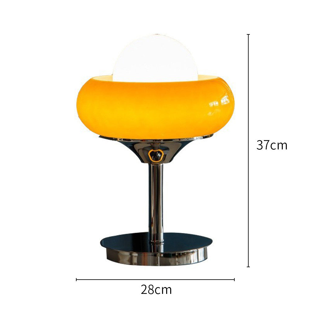 Vintage Bauhaus Yellow Glass Table Lamp for Living Room & Bedroom Lighting