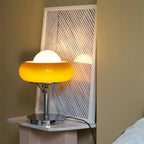 Vintage Bauhaus Yellow Glass Table Lamp for Living Room & Bedroom Lighting