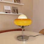 Vintage Bauhaus Yellow Glass Table Lamp for Living Room & Bedroom Lighting