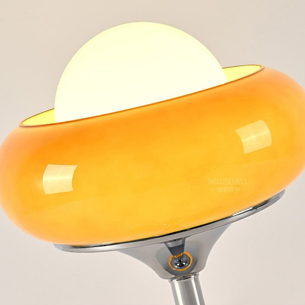 Vintage Bauhaus Yellow Glass Table Lamp for Living Room & Bedroom Lighting