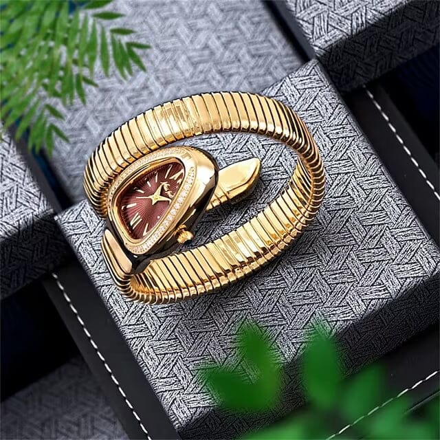 Women's Snake-Shaped Luxury Watch | 8K Gold Nano Coated, Water-Resistant for Elegant Occasions and Gifts
