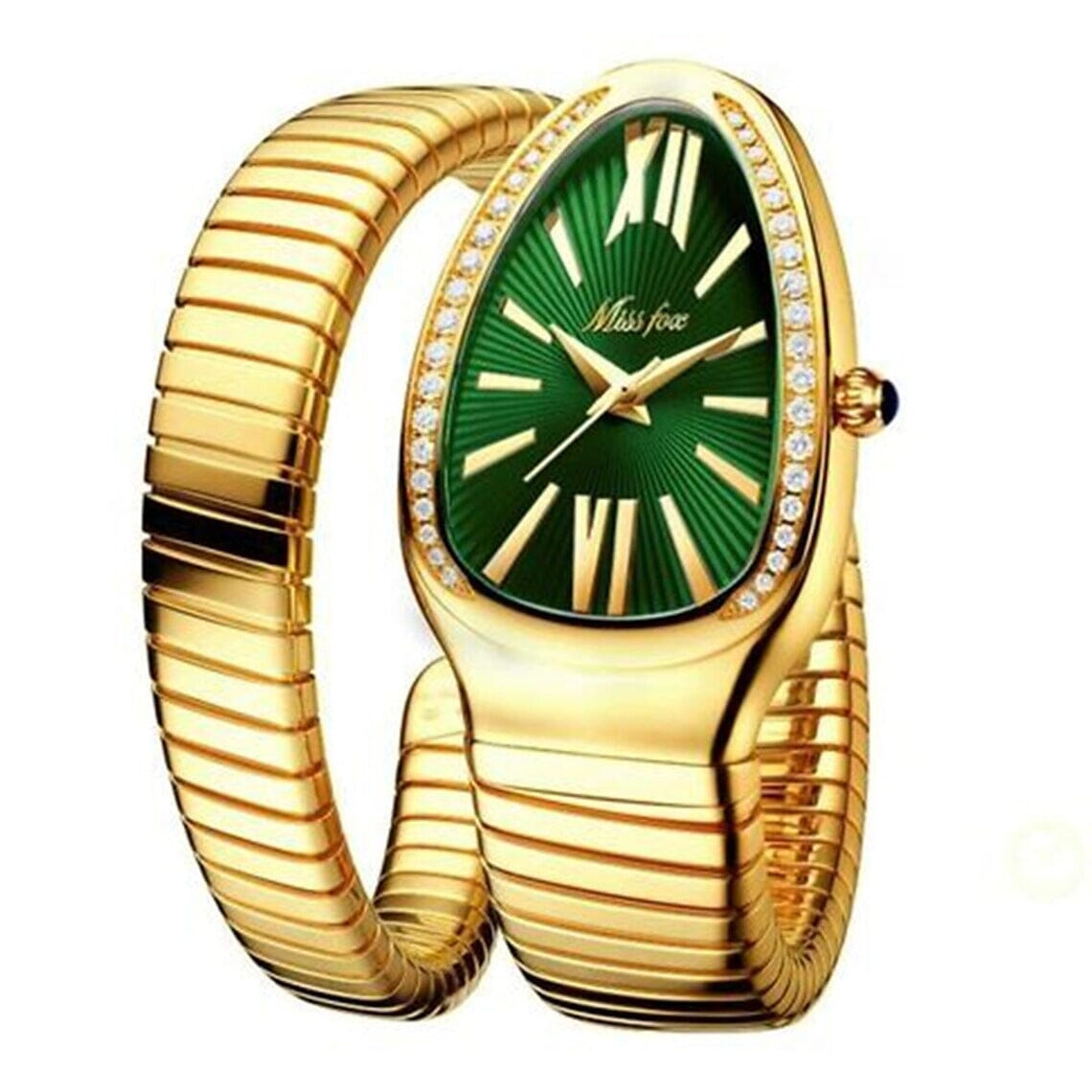 Women's Snake-Shaped Luxury Watch | 8K Gold Nano Coated, Water-Resistant for Elegant Occasions and Gifts